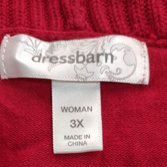 DRESS BARN CLASSIC CARDIGAN KNIT RIBBED WIDE LAPEL AND SLEEVES CRANBERRY RED 3X - Picture 7 of 12